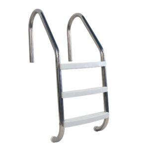 White 3 Step In Ground Ladder w/ Stainless Steel Rails