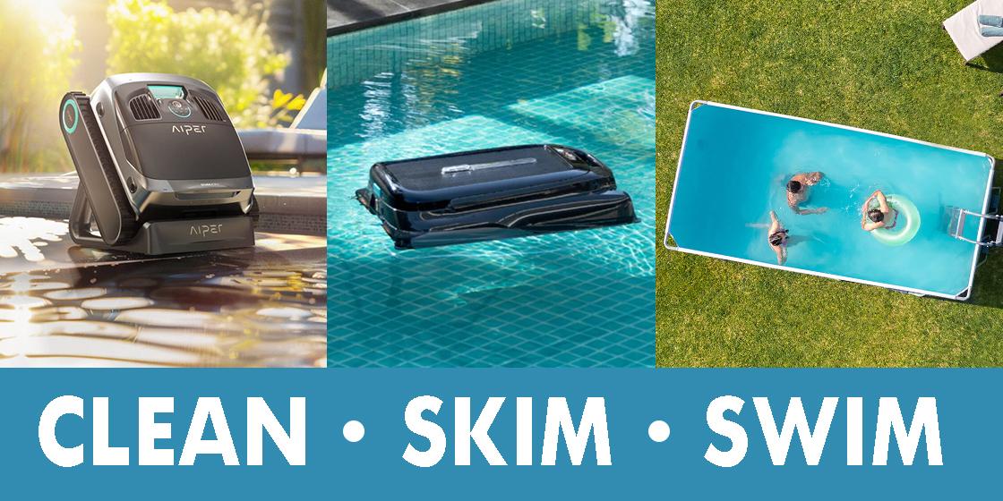 Automatic pool robotic cleaner solar powered surface skimmer bestway steel above ground pool